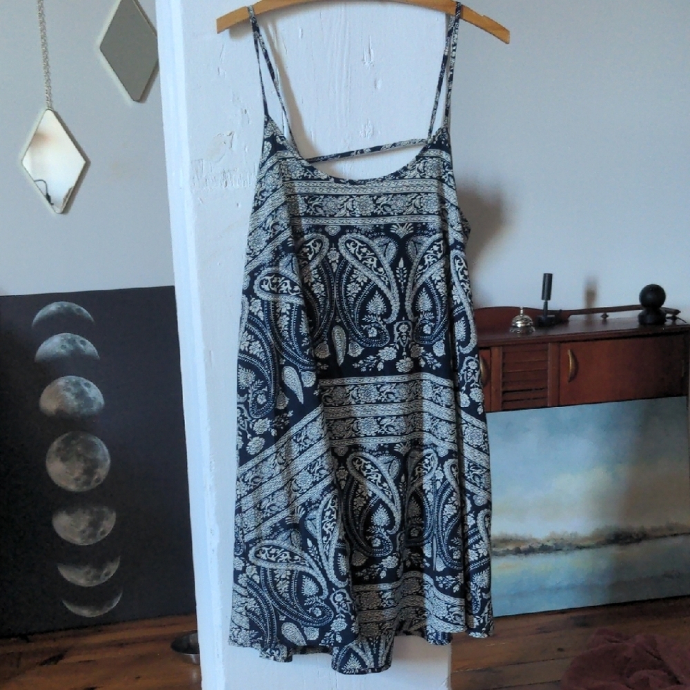 Free People Blue and White Paisley Top